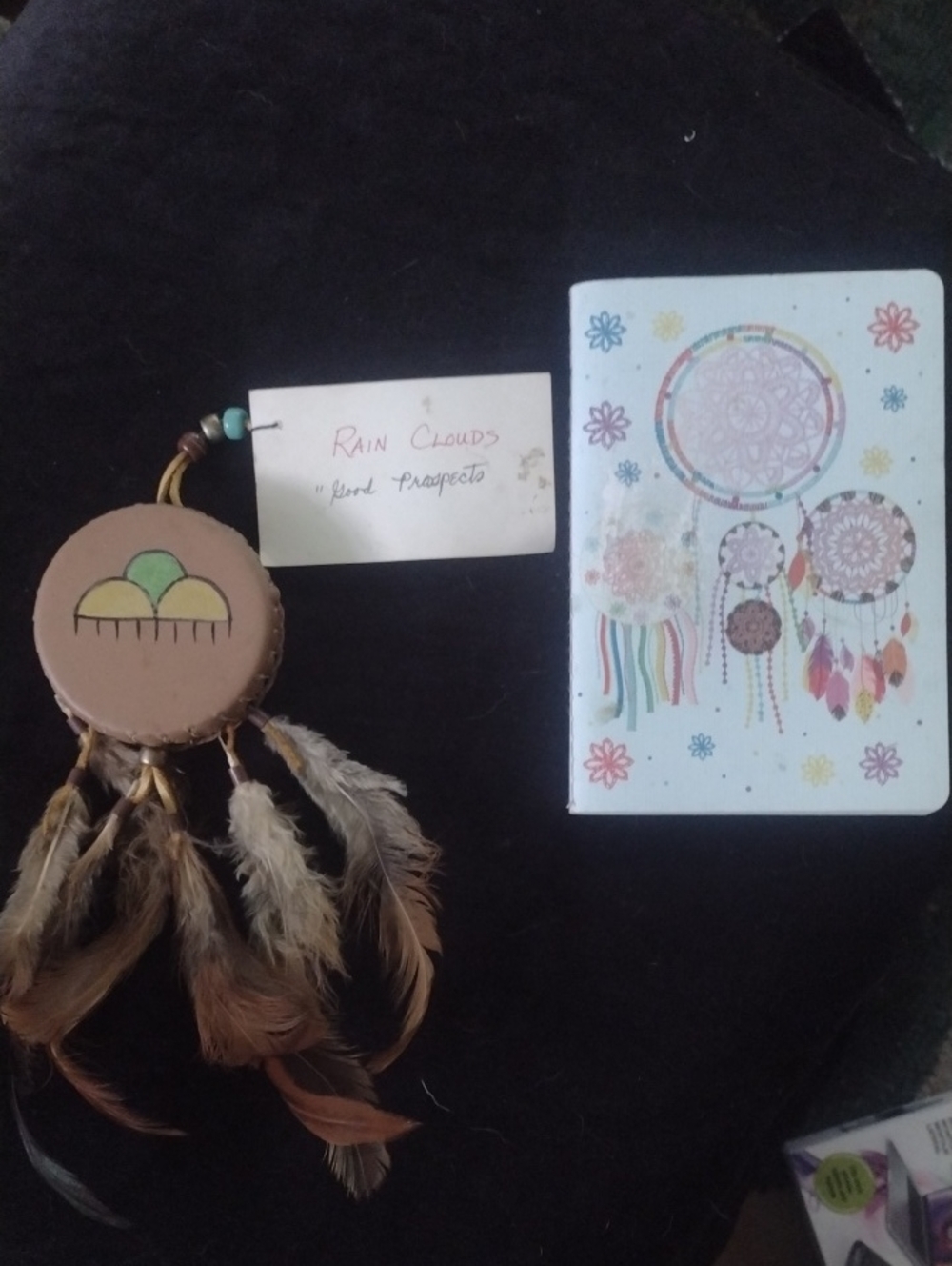 Handmade Dreamcatcher Wall Hanging - Brown with Feathers